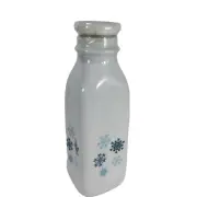 Stoneware Milk Jar Blue Snowflakes Sealed With Lid 9" Tall Christmas Decor