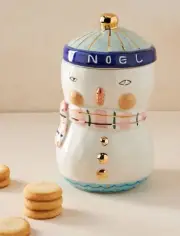 BIRDCANFOX Snowman Christmas 2020 Cookie Jar Joyeux Noel 10” Holiday