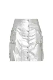 BNWT SASS & BIDE "Oasis Reflection" Silver Mini Skirt - Size 14 - $390