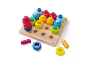 HABA Rainbow Whirls Wooden Sorting Stacking Rings Shape Sorter, Educational Toys for 2 Year Old Up, Color Sorting Fine Motor Toys, Made in Germany