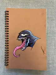 Venom Paint Sketch 100 Page Spiral Notebook 5" x 7" Brown Cardstock Cover