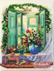 Bead embroidery kit Summer sketch needlework kit Art canvas beadwork pattern