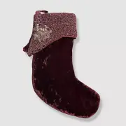 $280 Anke Drechsel Embroidered Red Metallic Beaded Sequin Holiday Stocking
