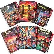 Bells Box 6 London Souvenir Notebooks and Pens Set - Union Jack A6 Notepads - British Travel Gift Set - England London Notebook