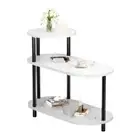 NNETB White Stone Pattern Side Table with Upgraded Thick Wooden Legs