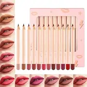 Matte Lipliners Set, Multifunction Lip Gloss Liner in 12 Colors - Make Up Kits for Girls Girlfrineds Wives Grandmothers Mothers Daughters Nurses Policewomen