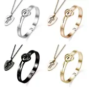 for couples Love Heart Lock Bangle for Key Pendants Necklace for Titani