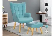 ALFORDSON Wooden Armchair Accent Chair Ottoman Lounge Sofa Couch Footstool
