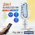 2in1 Bladeless Fan Cool Heat Tower Fan Airflow Timer Remote Control LCD Screen