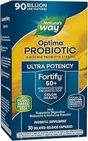 Nature's Way Primadophilus Optima Max Bifido 90 Billion Active Probiotics, Vegetarian Capsules, 30 Count