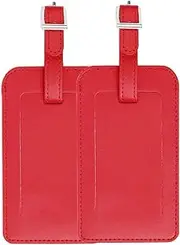 uxcell Luggage Tags,PU Leather Travel Tags Luggage Identifier Name Holder Address ID Labels for Baggage Suitcases(2 Pack,Red)