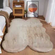 Ghouse Soft Faux Sheepskin Fur Rug - 4x6 Light Brown Beige Fluffy Bedside Plu...