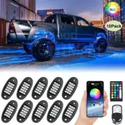 10 Pods RGB LED Multi-colour Rock Lights Wireless Bluetooth Music Off Road Truck