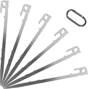 Abaodam 6pcs Portable Tent Stakes for Camping Outdoor Sand Stakes for Beach and Grass Heavy Duty Ground Pegs with Curved Design for Secure Tent Installation