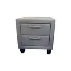 Bedside Table 2 drawers Night Stand Upholstery Fabric Storage in Light Grey Colo