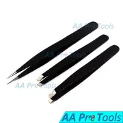 3pcs Black Eyebrow Tweezers/Set - Best Stainless Steel Plucking Hair Tweezers