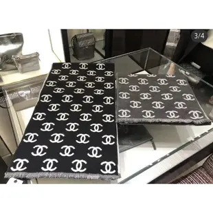 二手正品 CHANEL 雙c羊毛羊絨圍巾披肩