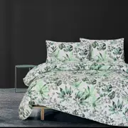 Botanical Bliss Bedspread Set – Sage Green & White - Pure Cotton
