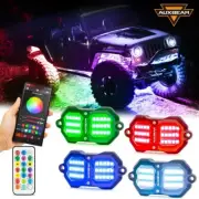 AUXBEAM 8 Pods RGB LED Rock Light for Motorcycle Underglow Lights Remote Control