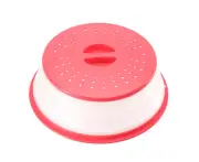 Protective Cover Splash-proof Drain Basket PP Foldable Microwave Splash-proof Cover for Kitchen-Rose Red