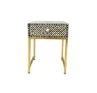 In Stock. Stunning Bone Inlay Bedside Table.