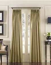 Curtainworks Marquee Faux Silk Pinch Pleat Curtain Panel, 30 by 95", Sand