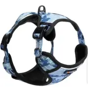 DOG Harness Blue Camo Reflective Adjustable Training Vest Belt Non-Tension XL