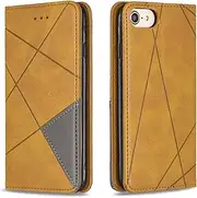 Posanter Compatible with iPhone SE 2020/iPhone 8/iPhone 7 Case (4.7 Inches), Leather Wallet Flip Mobile Phone Case, 360 Degree TPU Shockproof Case with [Magnetic, Stand Function] (Yellow)