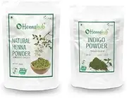 [Hennahub] Natural Henna 250gm+ Natural Indigo Powder 200gm Hair Color/Natural Black Dye for Hair Care