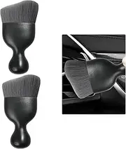 Car Detailing Brush, Curved Soft Bristles Auto Removal Dust Collectors, Universal Vehicle Dashboard, Air Conditioner Vents, Interior Cleaning Tool Accessories (2, Gray)