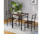 3-Piece Modern Dining Table Set - Rustic Brown