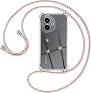 [Ptny] Case Compatible with Honor 400 Case with Strap, Adjustable Length, Silicone Transparent Mobile Phone Case with Protective Corners, Protective Case for Honor 400