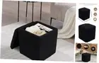 Ottoman with Soft Padded Seat, Storage Vanity stools for Makeup,Modern Black