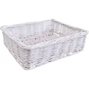 LVD Utility Willow Hamper Basket Storage Tray Medium Rectangle 25x19cm White