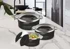 Insulated Inner Stainless Steel Casseroles Gift Set of 3, Black