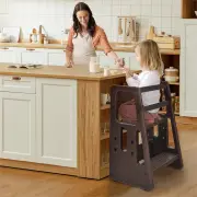 CostwayKids Step Learning Stool with Double Safety Rails for Baby-Coffee