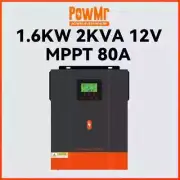 PowMr 12V 2KVA 1.6KW Hybrid Solar Inverter MPPT 80A Off Grid Solar Inverter Pur