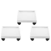3Pcs Planter Caddy with Wheels, 12 Inch Square Rolling Plant Stand, White