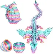 Flying Dragon Eggs, 3D Printed Dragon Egg with Articulated Dragon Inside, Toys for Kids, Home Decor, Creative Ornaments, Birthday Gifts for Kids(Rainbow,Medium)