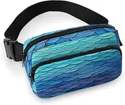 [YTLKGFP] Waist Pack Blue Mermaid Fish Scale Printed Butt Pack Fanny Pack Hip Bum Bag for Workout Traveling Casual Running Hiking Cycling, Blue Mermaid Fish Scale, 7.9 X 5.1 in