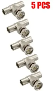 5x Pcs BNC T Male to Female 1Male 2 Female Coax RF Adapter Connector CCTV Camera