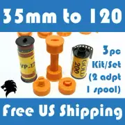 35mm to 120 / 220 Medium Format Camera Film Spool Adapter Set / Kit (3pcs)