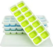 Ice Cube Trays Silicone Ice Cube Tray With Lid, Ice Cube Trays Silicone, Ice Trays For Freezer Easy Release,odorless, Stackable Ice Tray With Lid 4 Pcs