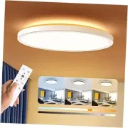 Dimmable LED Flush Mount Ceiling Light Fixture with Remote Control, 12Inch