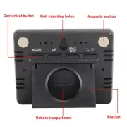 Black Digital Alarm Clock With Temperature Humidity Display Wall Mounted ST
