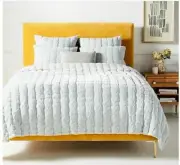 NWT Anthropologie Velvet Ellery Burnout Queen Quilt in Icy Blue