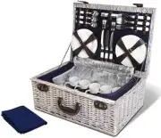 Alfresco PU Fastening Straps Plates 6 Person Wicker Picnic Basket Set