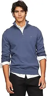 [Tommy Hilfiger] Men's M CTN Zip Mock Sweater, Faded Indigo, XL