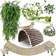 RUNANIA Bearded Dragon Tank Accessories, 10 PCS Reptile Hammock Plants Bridge Jungle Climber Vines for Snakes Bearded Dragon Chameleon Gecko Lizard