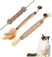 Catnip Chew Toys FFENDOUNIU, Natural Silvervine Sticks, Increase Cat Appetite, Large Size Catnip Toys for Kittens Teeth Cleaning, Dental Care, Calm Cat Anxiety and Stress (3 Pcs)